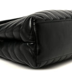 Calfskin Y Quilted Monogram Medium Loulou Chain Satchel Black