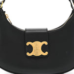 Smooth Calfskin Medium Strap Ava Triomphe Shoulder Bag Black