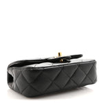Lambskin Resin Quilted Top Handle Flap Black