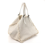 Nappa Intrecciato Canvas Fringe Maltinto Tote White
