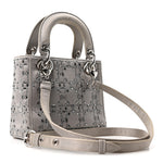 Satin Crystal Cannage Mini Lady Dior Gray