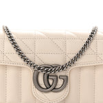Calfskin Matelasse Aria Super Mini GG Marmont Shoulder Bag Mystic White