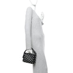 Pebbled Sport Calfskin Studded Small Elena Black