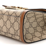 GG Supreme Monogram Small Padlock Top Handle Shoulder Bag Beige Ebony Dark Brown