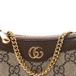 GG Supreme Monogram Textured Dollar Calfskin Mini Ophidia Chain Bag Beige Ebony