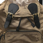 Metallic Satin Nylon Medium Rucksack Backpack Gold