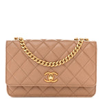 Calfskin Quilted Perfect Fit Wallet On Chain WOC Beige