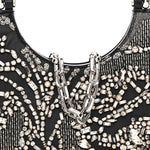 Lambskin Embellished Crystal Mini T-Bar Bag Black