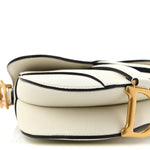 Grained Calfskin Mini Saddle Bag White