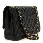 Lambskin Quilted Medium Double Flap Black