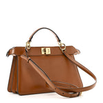 Vitello King Luxor Shiny Nappa Medium Peekaboo I SEE U East West Satchel Brandy Light Rose