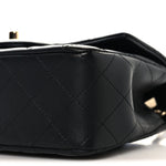 Lambskin Quilted Mini Top Handle Rectangular Flap Black