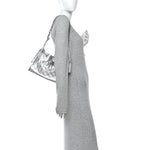 Metallic Caviar Quilted Small Chanel 25 Handbag Silver