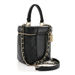 Lambskin Quilted Trendy Vanity Case Black