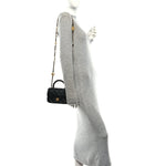 Lambskin Quilted Bijoux Chain Mini Top Handle Flap Black