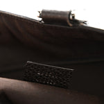Denim Monogram Large Abbey Tote Dark Brown