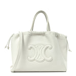 Calfskin Cuir Small Triomphe Cabas Drawstring White
