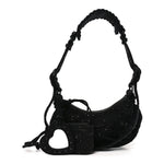 Denim Embellished Le Cagole Shoulder Bag XS Black