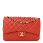Pearly Caviar Quilted Jumbo Double Flap Orange