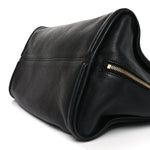 Pebbled Calfskin Large Skull Padlock Zip Around Tote Black