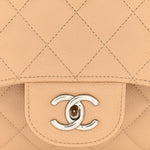 Caviar Quilted Jumbo Double Flap Beige Clair