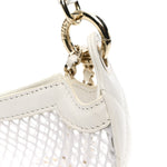 Mesh Shiny Lambskin Chain Hobo White
