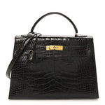 Shiny Alligator Kelly Sellier 32 Havane