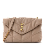 Lambskin Quilted Toy Loulou Puffer Monogram Chain Satchel Dark Beige