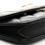 Lambskin Quilted Pearl Crush Clutch With Chain Black