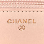 Lambskin Quilted Trendy CC Wallet On Chain WOC Light Beige