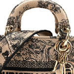 Canvas Toile De Jouy Embroidered Mini Lady D-Lite Beige Mullticolor