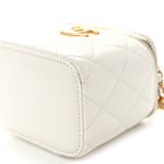 Calfskin Quilted Mini Perfect Fit Vanity Case With Chain White