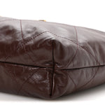 Shiny Calfskin Quilted Small Chanel 22 Dark Brown