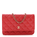 Caviar Quilted Wallet on Chain WOC Red