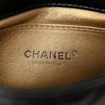 Shiny Lambskin Quilted Mini Pearl Logo Flap Black