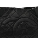 Caviar Quilted Expandable Zip Shoulder Bag Black