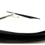 Metallic Lambskin Wave Clutch Black Silver