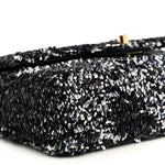 Sequin Quilted Small Single Flap Black White Grey