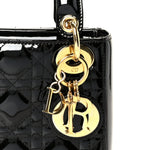 Patent Cannage Mini Lady Dior Black