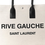 Linen Calfskin Small Rive Gauche Tote Greggio Natural