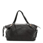 Pebbled Calfskin Large Bamboo Bar Tassel Shoulder Bag Dark Brown