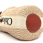X MIFUKO Raffia Calfskin Small Woody Basket Shoulder Bag Beige Brown