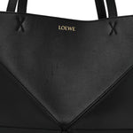 Shiny Calfskin Medium Puzzle Fold Tote Black