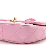 Lambskin Quilted Mini Lacquered Chain Flap Pink