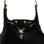 Suede Quilted Medium Chanel 25 Handbag Black