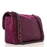 Suede Lambskin Scallop Quilted Medium Pagoda Flap Purple