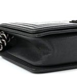 Caviar Quilted Medium Boy Flap Dark Grey