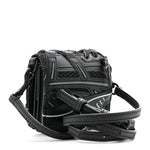 Faux Calfskin Fabric Sneakerhead Crossbody Wallet Black