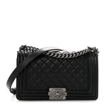Lambskin Quilted Medium Boy Flap Black