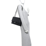 Caviar Quilted Jumbo Double Flap Black
